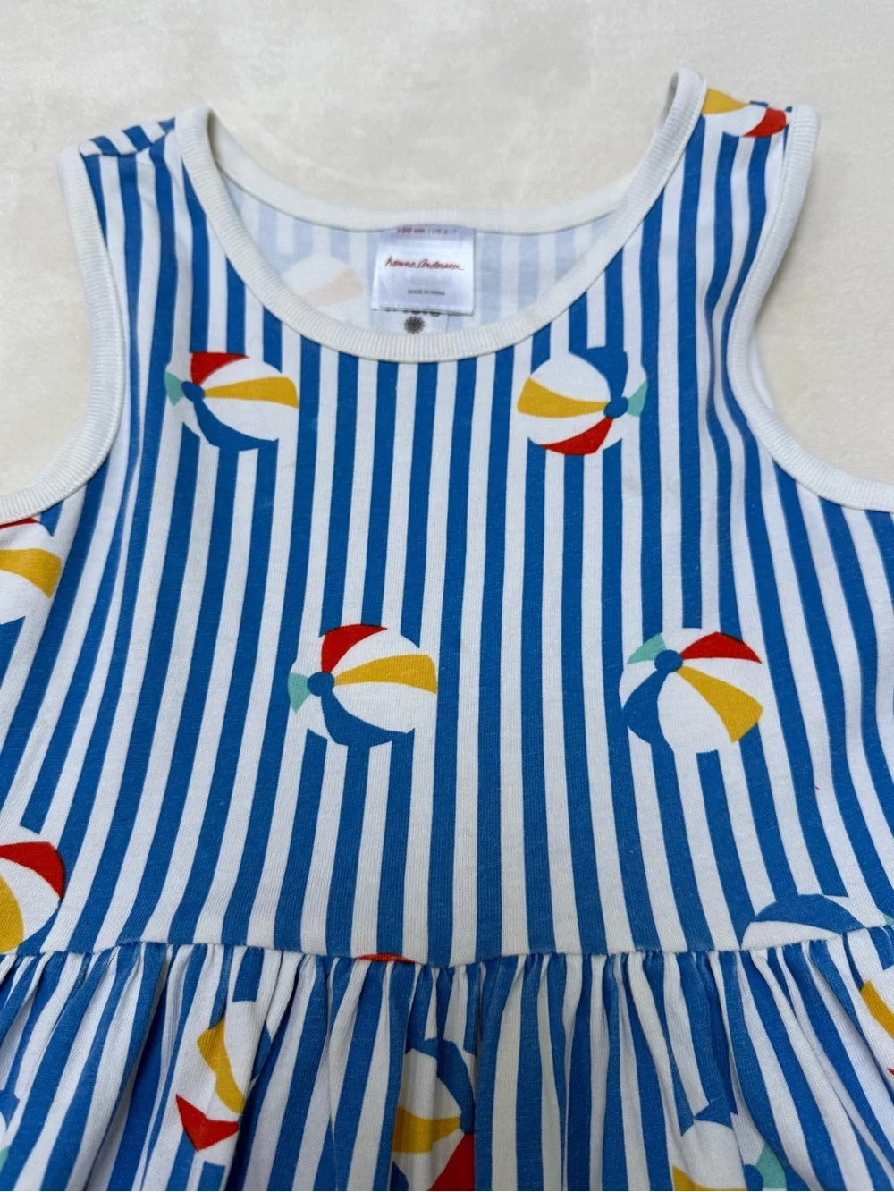 Hanna Andersson sleeveless print pocket dress - beach balls print, size 6-7